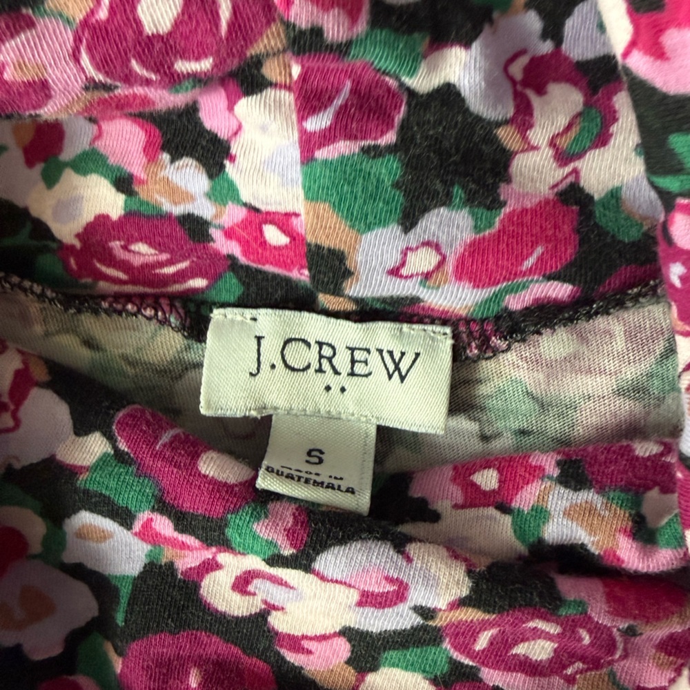 J.Crew Floral Turtleneck Top Cottagecore Coquette Pink Rose Print Stretch - Picture 4 of 10